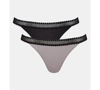 Sloggi Women's GO Ribbed Tanga C2P Briefs, BLACK COMBINATION, M