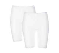 Sloggi Womens Basic+ Long 2 Pack Briefs - White Polyamide - Size Large