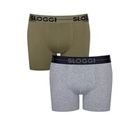 Sloggi Men's Go Long Boxer Shorts (Pack of 2) Khaki Grey M009 - Green - 32 UK