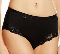 SLOGGI ROMANCE MAXI, SMOOTH, PLAIN BRIEF WITH LACE TRIM ON LEGS, WHITE OR BLACK