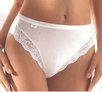 SLOGGI ROMANCE TAI, SMOOTH, PLAIN BRIEF WITH LACE TRIM ON LEGS, WHITE OR BLACK