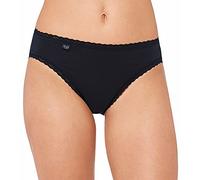 Sloggi Womens 24/7 Cotton Lace Tai Briefs in Plain Black and White - 3 Pair Pack