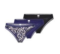Pack of 3 Go Crush Thongs in Cotton Blue navy+black+printed
