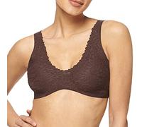 Sloggi Women's Zero Feel Lace 2.0 Bralette Bustier, Ebony Brown, S