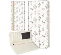 Slohif Checkbook Cover for Personal Duplicate Checks - Women Check Book Wallet Holder Top Side Tear, Cream Flowers, 3.5" W x 7" H x 0.6" D
