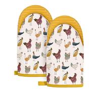 Slohif Mini Oven Mitts Set - Extended Short Chicken Heat Resistant Kitchen Gloves for Women, 100% Cotton Oven Mitts with Silicone Grips, Non-Slip and Durable for Cooking & Baking