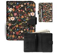 Slohif Passport Holder Cover Wallet for Travel - Women Men RFID Blocking Passport Book Protector for Boarding Pass Cards, Multicolor, 0.83 x 4.3 x 5.91 inches, Colorful Cute Flower