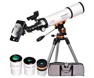Slokey 50080 Refractor Telescope for Astronomy - 20x-250x Travel Scope with Tripod, Eyepieces and Barlow Lens for Moon and Stargazing - Easy to Mount, Portable, Powerful Telescope for Kids and Adults