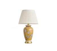 SLOKFV5 Decorative American Flower Ceramic Table Lamp Hand-Painted Chinoiserie Ginger Jar Lamp with Pleated Shade Floral Bedside Desk Nightstand Lamp for Bedroom Study