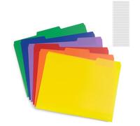 Slomg 36 Pack Colored Plastic File Folders with Labels, 11.6 x 9 in Erasable 1/3 Cut Tab Heavy Duty Letter Size Manila Filing Folder, Assorted 6 Colors Document Organizer for Office Business