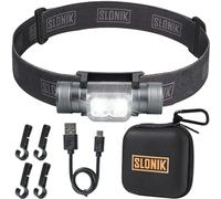 SLONIK Rechargeable Headlamp for Adults - 1000 Lumens Super Bright 60 ft Beam LED Flashlight - Lightweight, Heavy-Duty, IPX4 Waterproof Hard Hat Light - Camping Gear, Running Headlight, Black