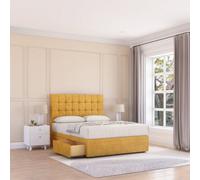 Sloomy 2Ft6 Alabama Divan Bed Base Mustard Plush ,2 Drawers & 26" Struts Headboard - Small Single