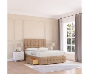 Sloomy 2Ft6 Berlin Divan Bed Base Sand Naples ,2 Drawers, 12" Footboard & 54" Floor Standing Headboard - Small Single