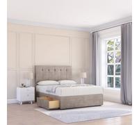 Sloomy 2Ft6 Highbury Divan Bed Base Pebble Plush ,2 Drawers & 54" Floor Standing Headboard - Small Single