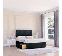 Sloomy 2Ft6 Kansas Divan Bed Base Black Naples ,2 Drawers & 54" Floor Standing Headboard - Small Single