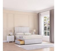 Sloomy 2Ft6 Kansas Divan Bed Base Silver Plush ,no Drawers & 26" Struts Headboard - Small Single