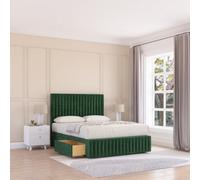 Sloomy 2Ft6 Madison Divan Bed Base Emerald Plush 2 Drawers, 12" Footboard & 26" Struts Headboard - Small Single