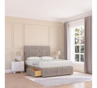 Sloomy 2Ft6 Madison Divan Bed Base Pebble Plush 2 Drawers, 12" Footboard & 26" Struts Headboard - Small Single