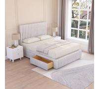 Sloomy 2Ft6 Madison Divan Bed Base Silver Plush 2 Drawers, 12" Footboard & 54" Floor Standing Headboard - Small Single