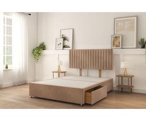 Sloomy 2Ft6 Manhattan Divan Bed Base Mink Naples ,2 Drawers & 26" Struts Headboard - Small Single