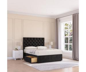 Sloomy 2Ft6 Mayfair Divan Bed Base Black Plush ,no Drawers & 26" Struts Headboard - Small Single