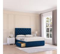 Sloomy 2Ft6 Mayfair Divan Bed Base Navy Plush ,2 Drawers & 54" Floor Standing Headboard - Small Single
