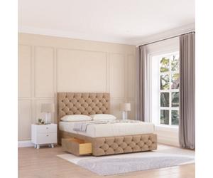 Sloomy 2Ft6 Watson Divan Bed Base Sand Naples ,no Drawers, 12" Footboard & 26" Struts Headboard - Small Single