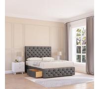 Sloomy 2Ft6 Watson Divan Bed Base Slate Naples ,2 Drawers, 12" Footboard & 54" Floor Standing Headboard - Small Single