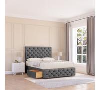 Sloomy 2Ft6 Watson Divan Bed Base Steel Plush ,2 Drawers, 12" Footboard & 54" Floor Standing Headboard - Small Single