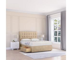 Sloomy 3Ft Alabama Divan Bed Base Almond Coinston ,2 Drawers & 54" Floor Standing Headboard - Single