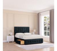 Sloomy 3Ft Berlin Divan Bed Base Black Naples ,2 Drawers, 12" Footboard & 26" Struts Headboard - Single