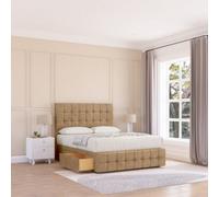 Sloomy 3Ft Berlin Divan Bed Base Latte Dumfries ,2 Drawers, 12" Footboard & 54" Floor Standing Headboard - Single