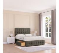 Sloomy 3Ft Berlin Divan Bed Base Pewter Dumfries ,2 Drawers, 12" Footboard & 54" Floor Standing Headboard - Single