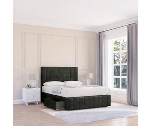 Sloomy 3Ft California Divan Bed Base Graphite Dumfries ,2 Drawers, 12" Footboard & 26" Struts Headboard - Single