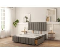 Sloomy 3Ft California Divan Bed Base Pewter Dumfries ,2 Drawers, 12" Footboard & 26" Struts Headboard - Single