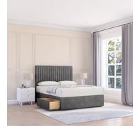 Sloomy 3Ft Manhattan Divan Bed Base Steel Plush ,2 Drawers & 54" Floor Standing Headboard - Single