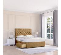 Sloomy 3Ft Mayfair Divan Bed Base Mink Plush ,2 Drawers & 26" Struts Headboard - Single