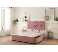 Sloomy 3Ft Mayfair Divan Bed Base Pink Plush ,2 Drawers & 26" Struts Headboard - Single