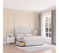 Sloomy 3Ft Mayfair Divan Bed Base Silver Plush ,2 Drawers & 26" Struts Headboard - Single