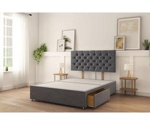 Sloomy 3Ft Mayfair Divan Bed Base Steel Plush ,2 Drawers & 26" Struts Headboard - Single