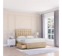 Sloomy 4Ft Alabama Divan Bed Base Almond Coinston ,no Drawers & 26" Struts Headboard - Small Double