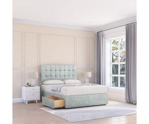 Sloomy 4Ft Alabama Divan Bed Base Silver Naples ,4 Drawers & 26" Struts Headboard - Small Double