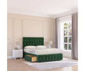 Sloomy 4Ft Berlin Divan Bed Base Emerald Plush ,4 Drawers, 12" Footboard & 54" Floor Standing Headboard - Small Double