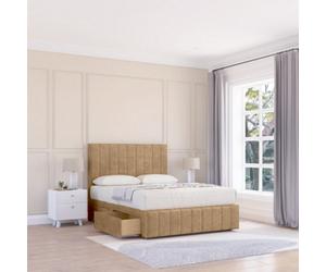 Sloomy 4Ft California Divan Bed Base Latte Dumfries ,2 Drawers, 12" Footboard & 26" Struts Headboard - Small Double