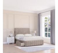 Sloomy 4Ft California Divan Bed Base Pebble Plush ,2 Drawers, 12" Footboard & 26" Struts Headboard - Small Double