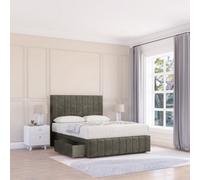 Sloomy 4Ft California Divan Bed Base Pewter Dumfries ,4 Drawers, 12" Footboard & 54" Floor Standing Headboard - Small Double
