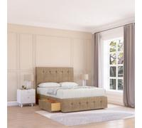 Sloomy 4Ft Cambridge Divan Bed Base Mink Naples ,2 Drawers, 12" Footboard & 54" Floor Standing Headboard - Small Double