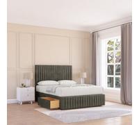 Sloomy 4Ft Madison Divan Bed Base Pewter Dumfries 2 Drawers, 12" Footboard & 26" Struts Headboard - Small Double