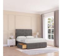 Sloomy 4Ft Madison Divan Bed Base Slate Naples 2 Drawers, 12" Footboard & 54" Floor Standing Headboard - Small Double