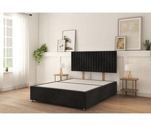 Sloomy 4Ft Manhattan Divan Bed Base Black Naples ,no Drawers & 26" Struts Headboard - Small Double